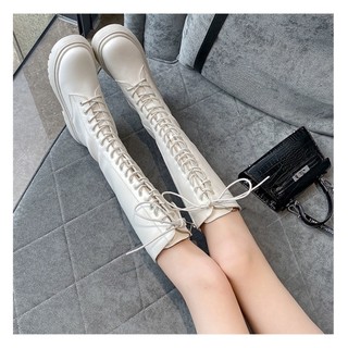 Boot đan dây trắng đen đế 4 phân