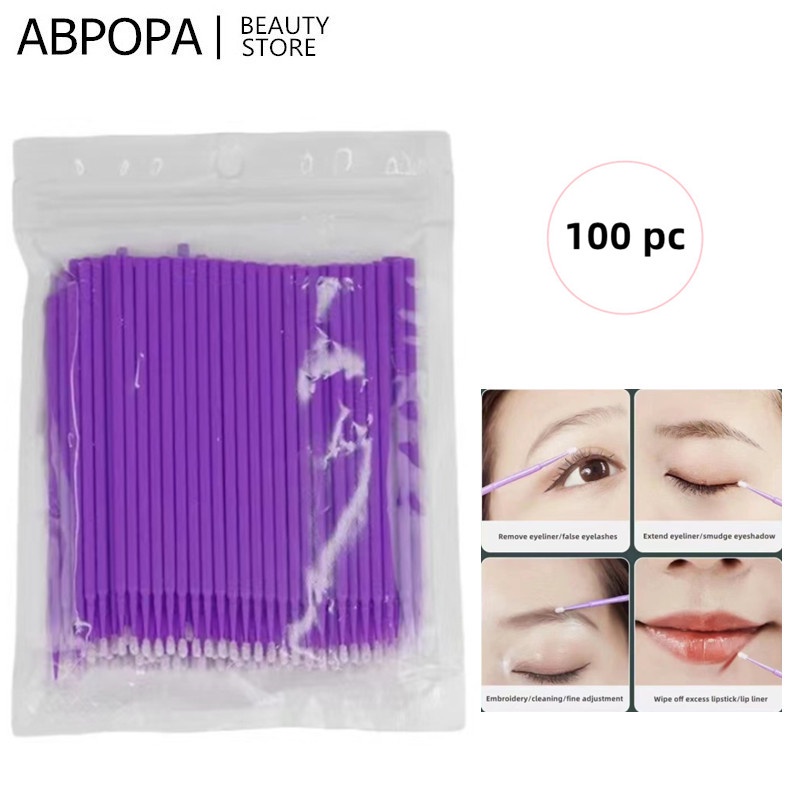 ABpopa® Hộp 100 Tăm Bông Cotton Mềm Dùng Một Lần Để Trang Điểm Lông Mi