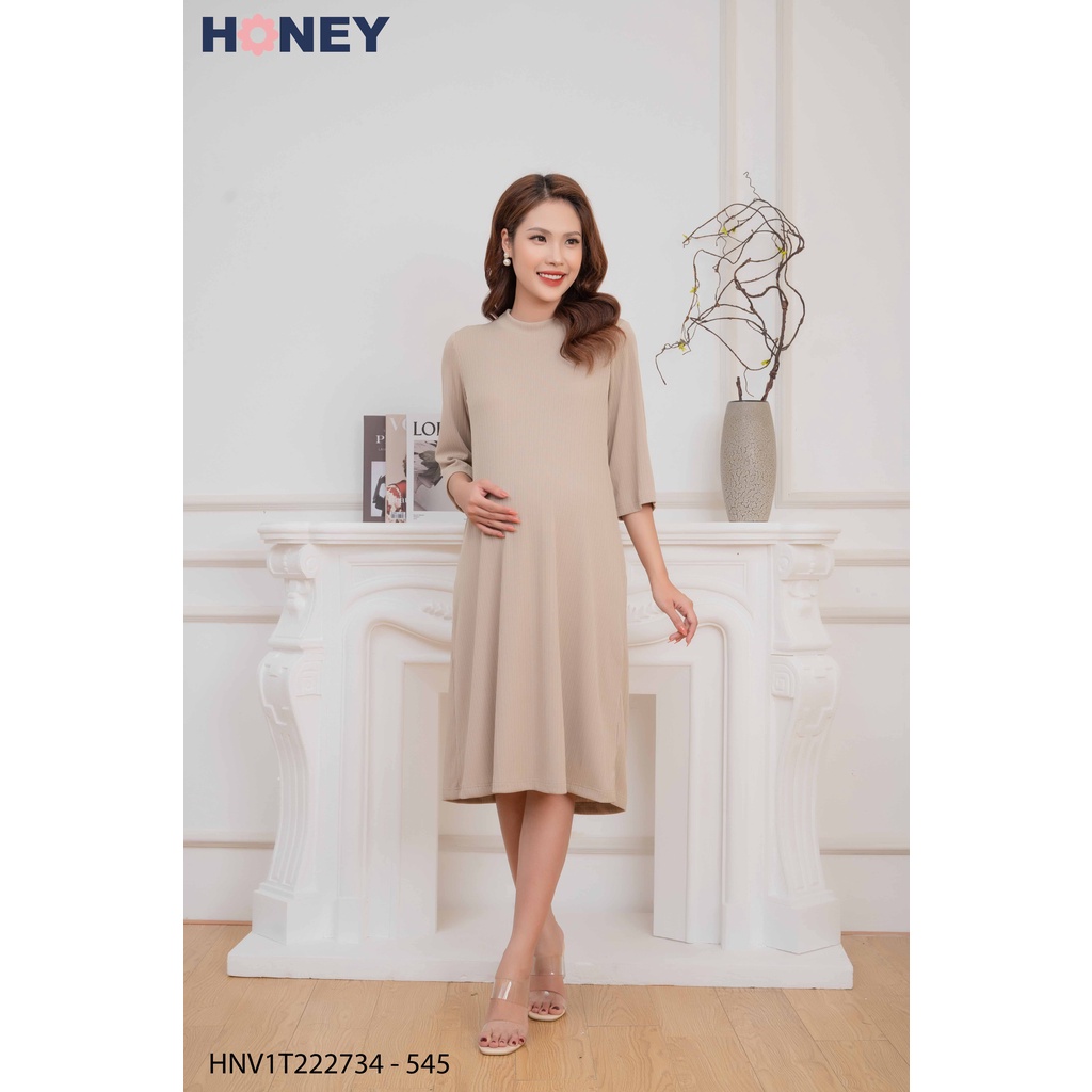 Váy đầm bầu thiết kế công sở len mềm co giãn dáng suông tay lỡ - thời trang bà bầu cao cấp Honey