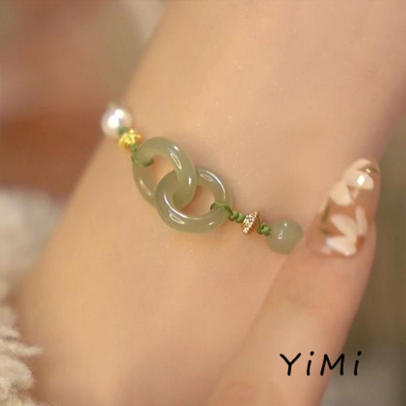 Vòng Tay Bện Dây Đính Ngọc Trai Giả Xinh Xắn Cho Nữ