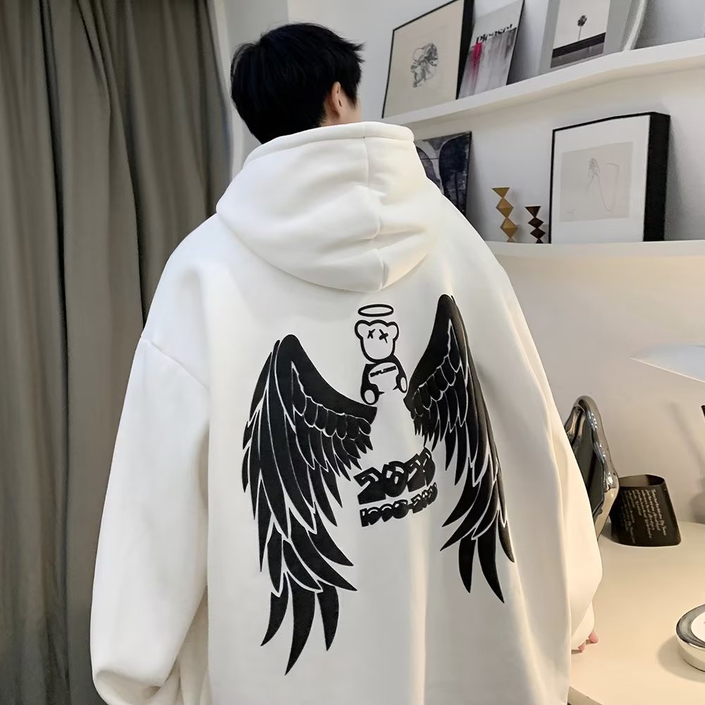 Áo Hoodie Tay Dài Dáng Rộng In Họa Tiết Đôi Cánh Gấu Thời Trang Cho Nam Và Nữ Size M-5XL 2023
