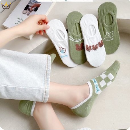 Vớ Cotton Cổ Thấp Phối Ren Thoáng Khí Phong Cách Nhật Bản Dễ Thương Thời Trang Cho Nam Và Nữ