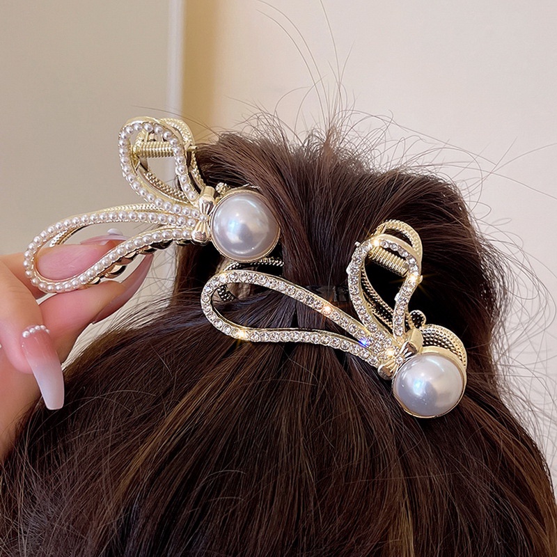 Kẹp Tóc Hình Tai Thỏ Bằng Hợp Kim Đính Ngọc Trai Phong Cách Hàn Quốc Thanh Lịch Dành Cho Nữ timetunnel