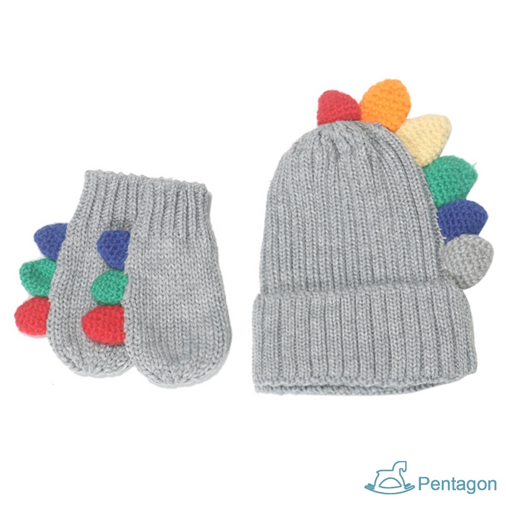 Mũ Beanie Kèm Găng Tay Hình Khủng Long Dễ Thương Cho Bé