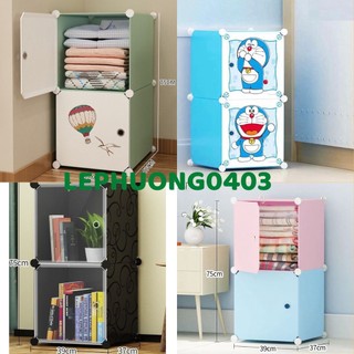 Tủ đầu giường, tủ nhựa lắp ghép 2 ô đa năng đựng quần áo, đồ dùng....