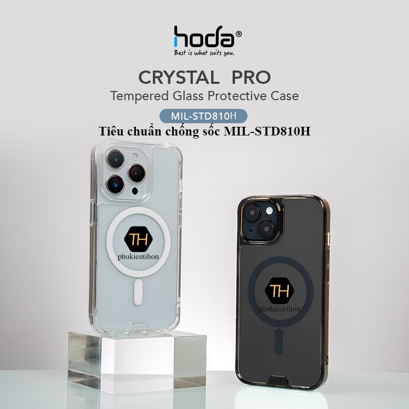 Ốp lưng HODA Crystal Pro Glass Case with Magnet dành cho iPhone 14 Pro Max/ 14 Pro - Hàng chính hãng
