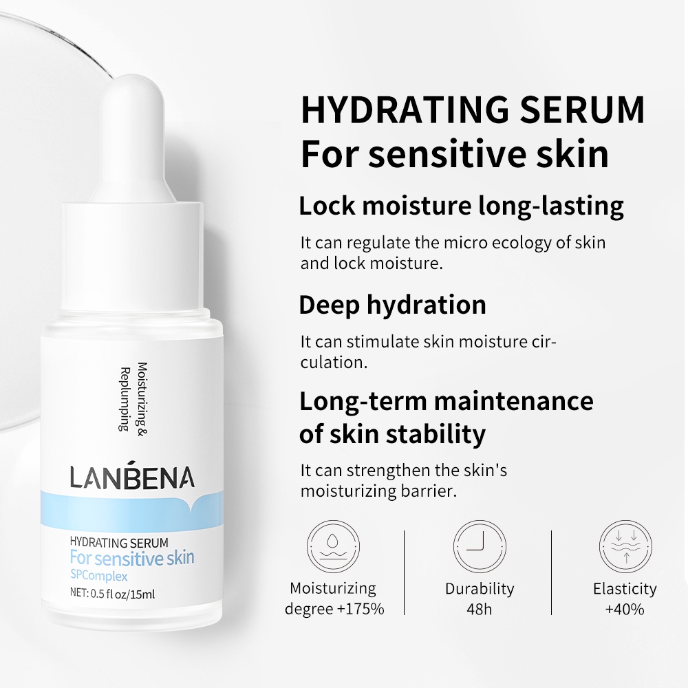 Serum LANBENA 4D Hyaluronic Acid Hydrating dưỡng ẩm suốt cả ngày cho da khô và da nhạy cảm