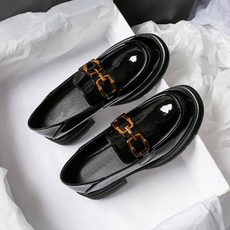 Giày búp bê nữ lolita màu đen da bóng đế cao 3cm FAROSA - K20 phong cách Hàn Quốc mẫu mới nhất 2022