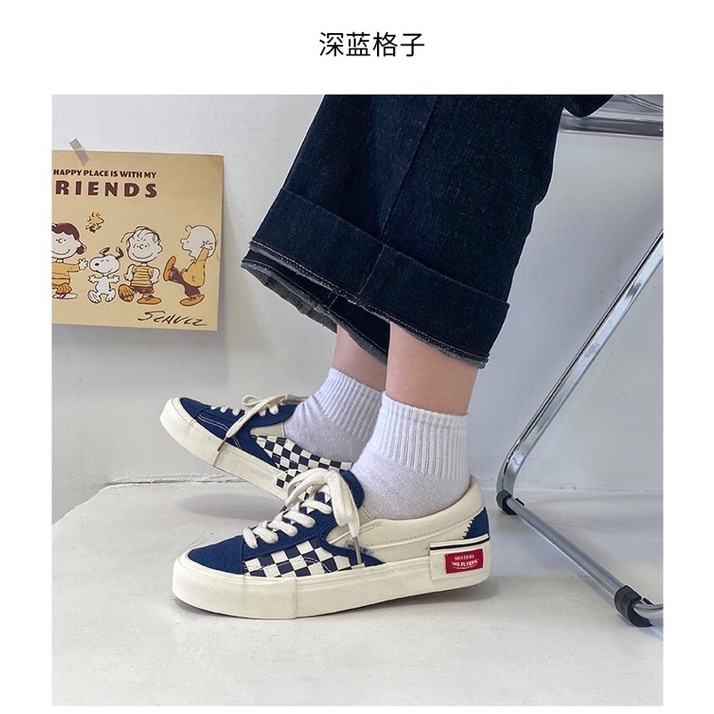 SẴN-Giày sneaker Ulzzang caro, form đẹp-Clip+Ảnh thật