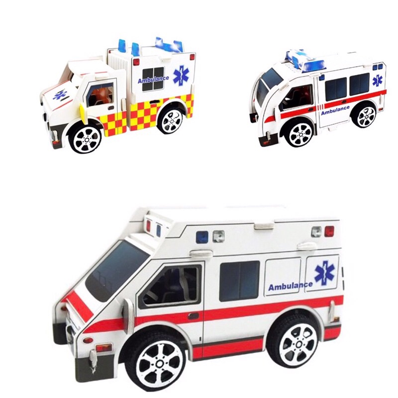 Mô Hình Lắp Ráp 3D Có Động Cơ Dây Cót - Xe Cứu Hoả, Cứu Thương