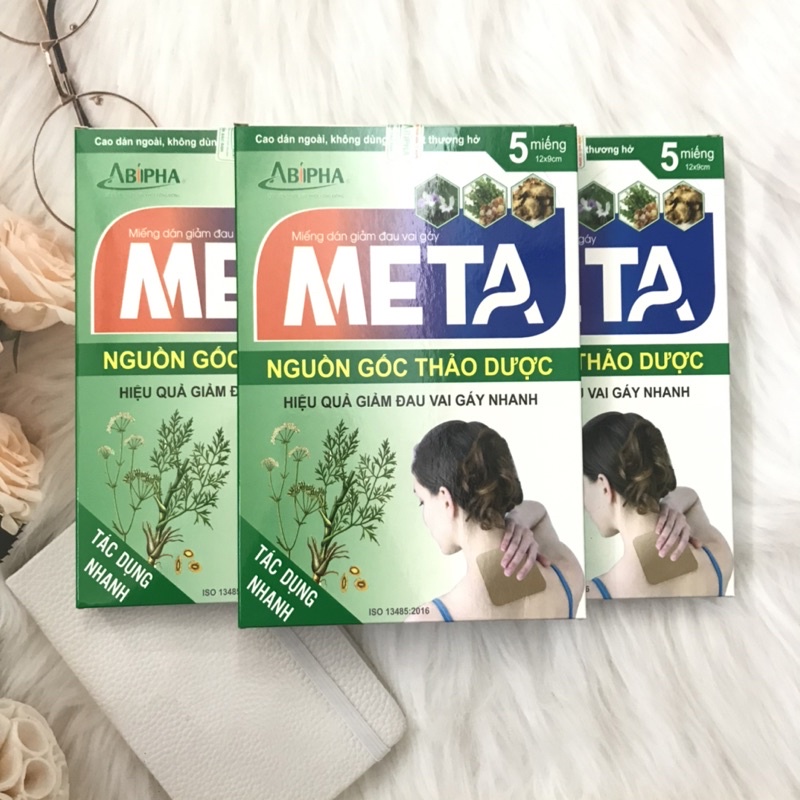 Miếng dán giảm đau thảo dược Meta hiệu quả cho người đau mỏi vai gáy cột sống thắt lưng đau chân khớp gối