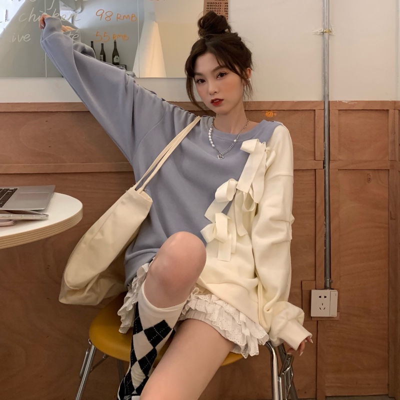 Áo Khoác Sweater Dáng Rộng Thiết Kế Không Đối Xứng Thời Trang Xuân Thu Cho Nữ