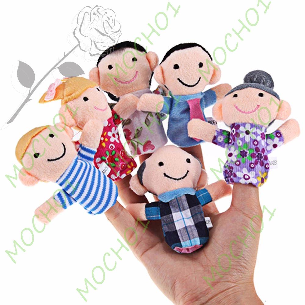 Set 6 Con Rối Đeo Ngón Tay Bằng Vải Họa Tiết Hoạt Hình Dành Cho Gia Đình MOCHO1