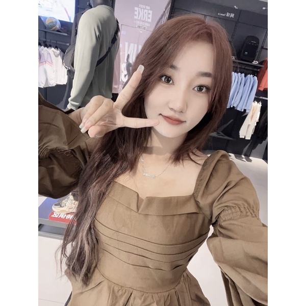 Áo cổ vuông cách điệu xếp li tay bồng chun đủ size S M L huyen hip