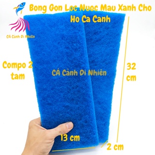 COMPO 2 bông gòn lọc nước XANH gòn 1 màu NHỎ cho hồ cá size 32x13x2 cm