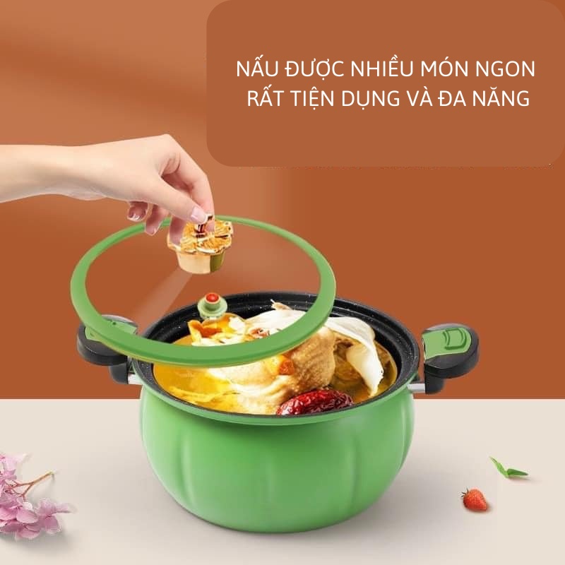 Nồi áp suất đa năng mô phỏng hình quả bí ngô đáy vân đá chống dính hàng Quảng Châu cao cấp Miibooshi