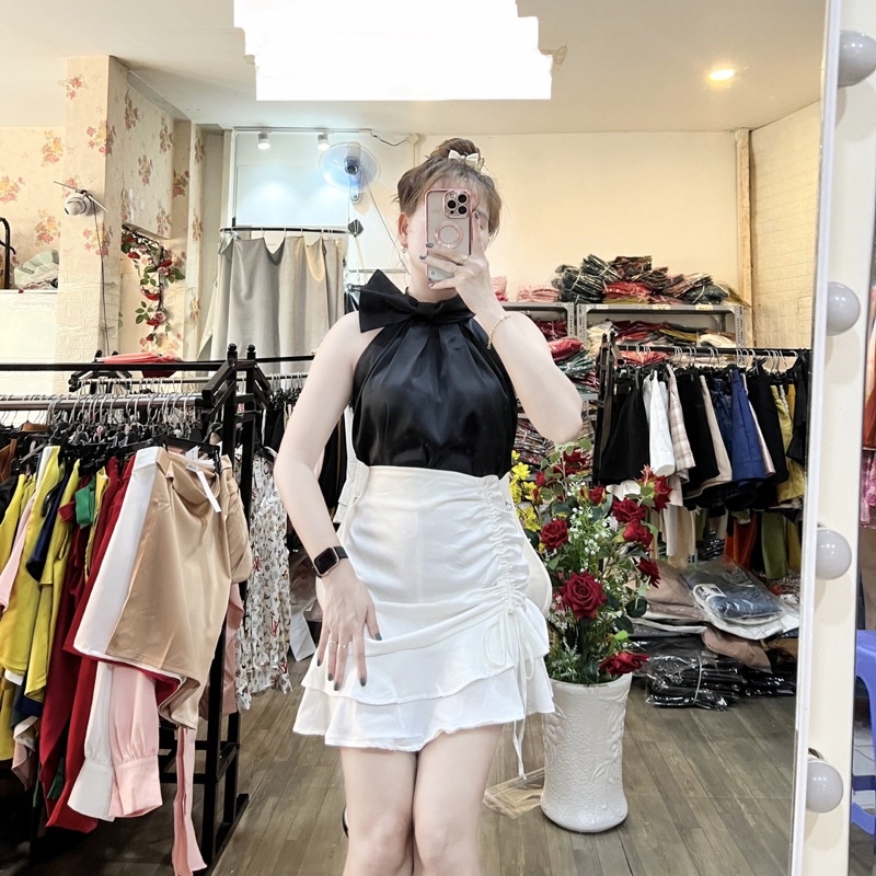 HÌNH THẬT 100% ÁO LỤA YẾM NƠ TO