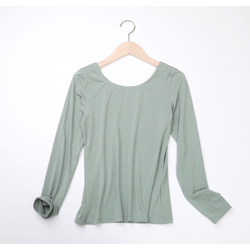 Áo Thun Body Tay Dài Cổ Tròn Chất Len Tăm Mềm Mịn Siêu Co Giãn