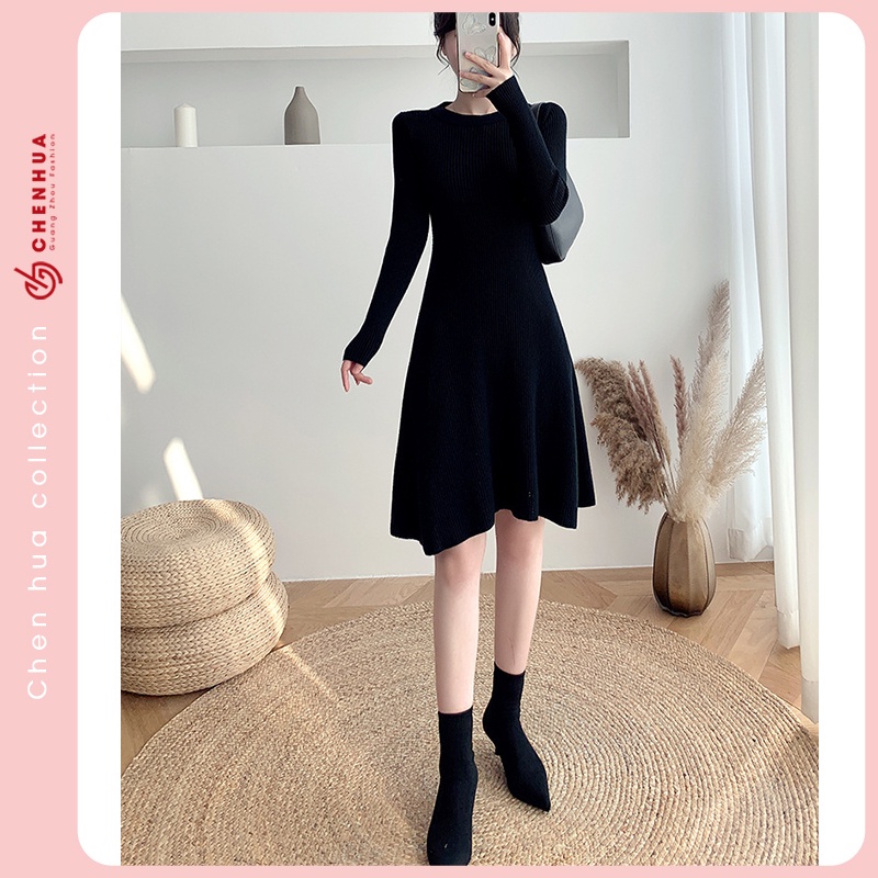 Váy len nữ ChenHua đầm len ngắn QC đẹp VT26