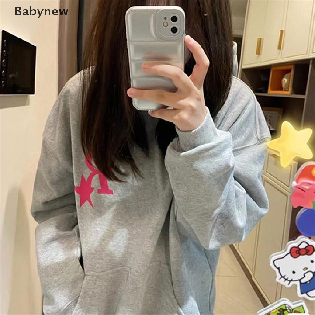< Babynew > Áo Hoodie Nỉ Oversize In Hình Ngôi Sao Thời Trang Harajuku Đường Phố Cho Cặp Đôi Đang Giảm Giá