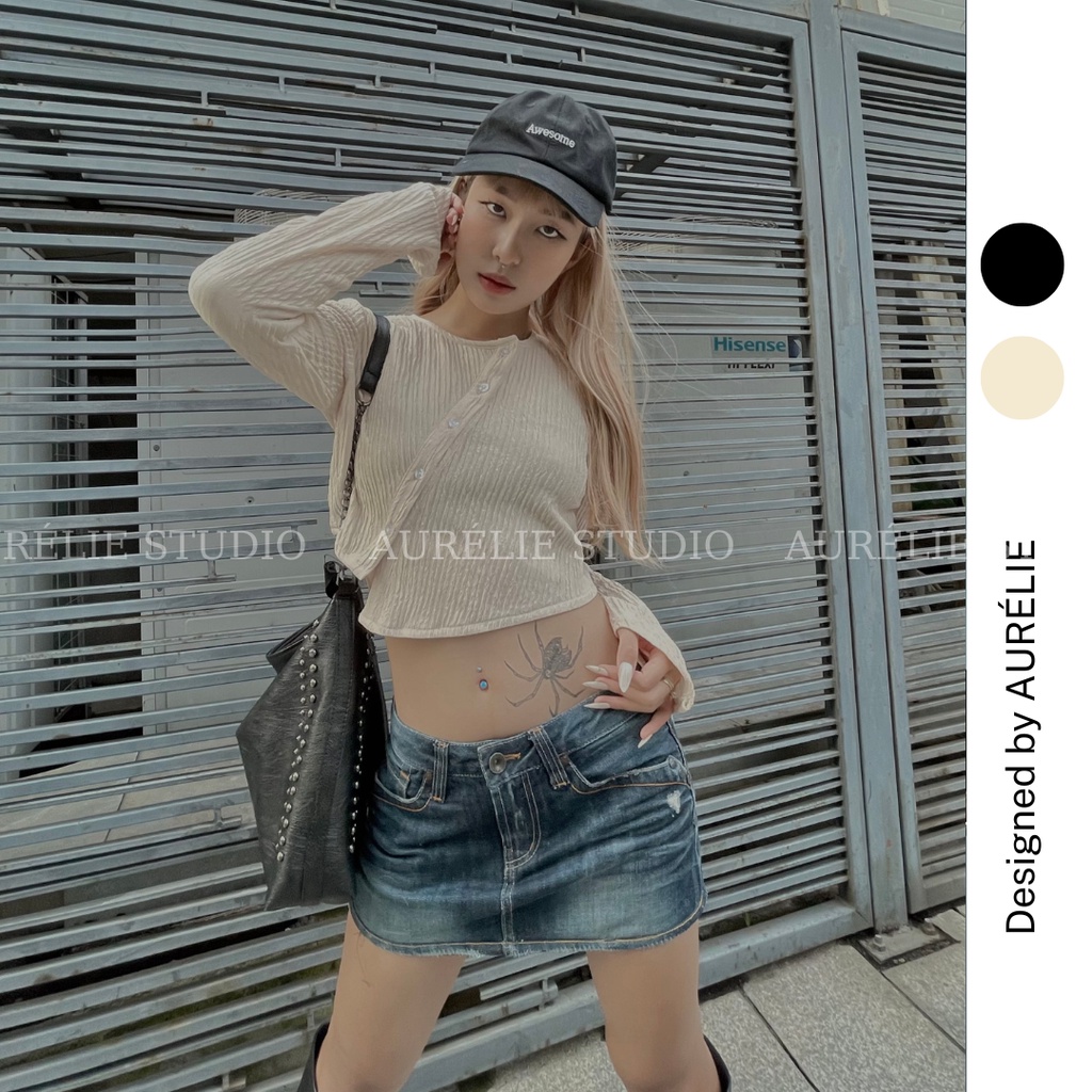 Áo len Crotop dài tay vạt chéo CAILY SHIRT by AURÉLIE