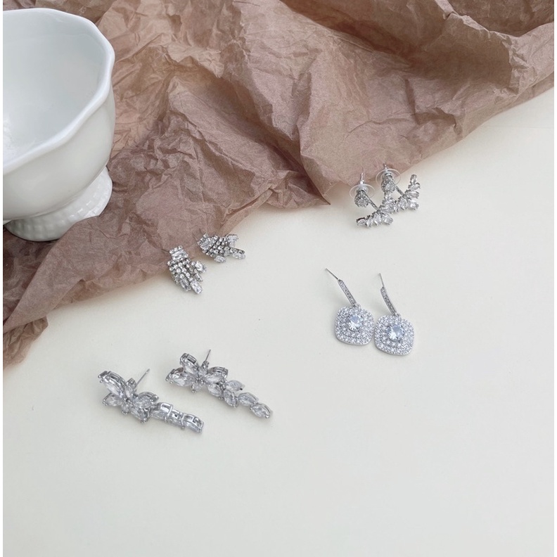 Bông tai mạ bạc đính đá zircon cao cấp