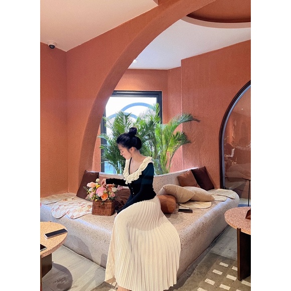 ( Ảnh thật ) 1602 Chân váy xếp ly cao cấp dáng dài