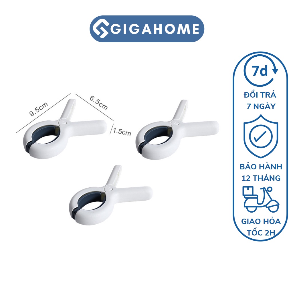 Combo 3 Kẹp Nhựa Bản To GIGAHOME Loại Nhỏ Phơi Quần Áo, Chăn Màn Siêu Chắc Chống Gió 10365