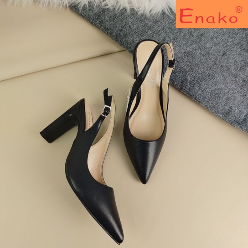 Giầy bít mũi nhọn slingback enako tp13460 - giầy mũi nhọn quai cài hậu gót cao 9cm