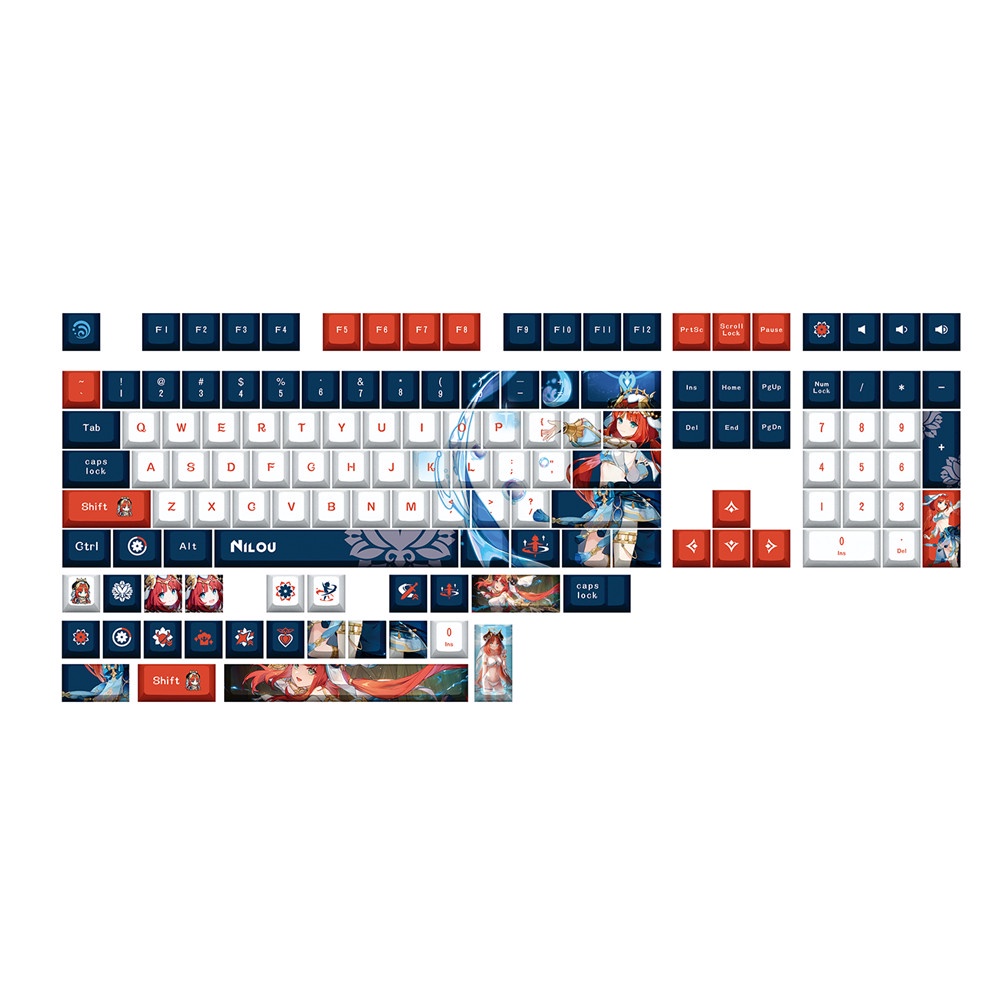 128 Phím Nilou Keycaps Cherry Profile Genshin Impact Anime PBT Dye Sub Bàn phím cơ học Keycap