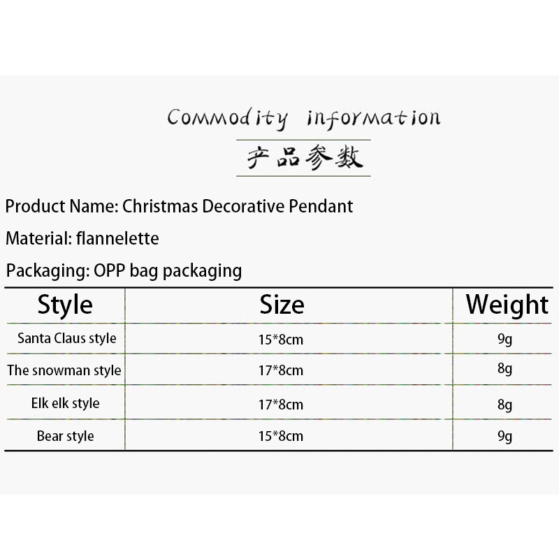 Búp Bê Nhồi Bông Hình Ông Già Noel / Người Tuyết / Tuần Lộc Nhỏ Xinh Trang Trí Cây Thông Giáng Sinh