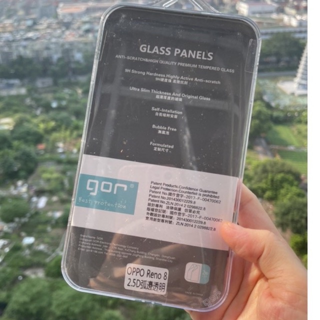 Bộ 2 dán kính cường lực Gor cho Oppo Reno 8 trong suốt vát cạnh cảm ứng siêu nhậy