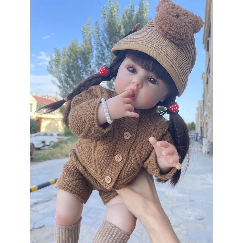 Búp Bê Barbie 3D Bằng Silicon Mềm Mại Có Keo Dán 55cm Dễ Thương Dùng Làm Quà Tặng Sinh Nhật Cho Bé