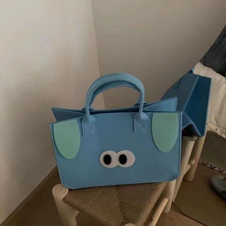Túi Xách Tay Bằng Vải Nỉ Phong Cách Hoạt Hình Dễ Thương Phong Cách ins Dành Cho Văn Phòng
