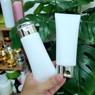 Tuýp chiết kem chống nắng kiểu nắp bạc 100ml - đựng dung dịch dầu gội, sữa tắm du lịch