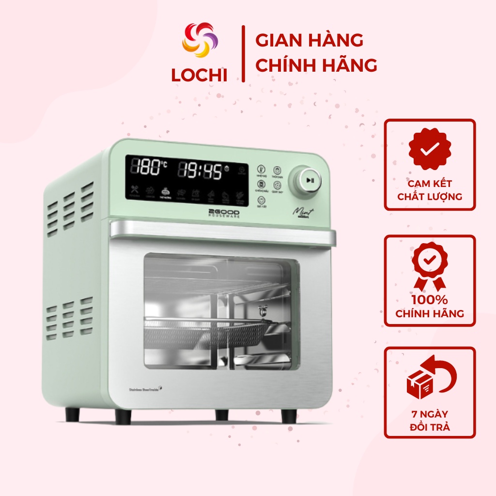 Nồi chiên không dầu 2GOOD Vortex S19 inox 304, Lò nướng điện làm bánh mì, thịt, cá đa năng chính hãng