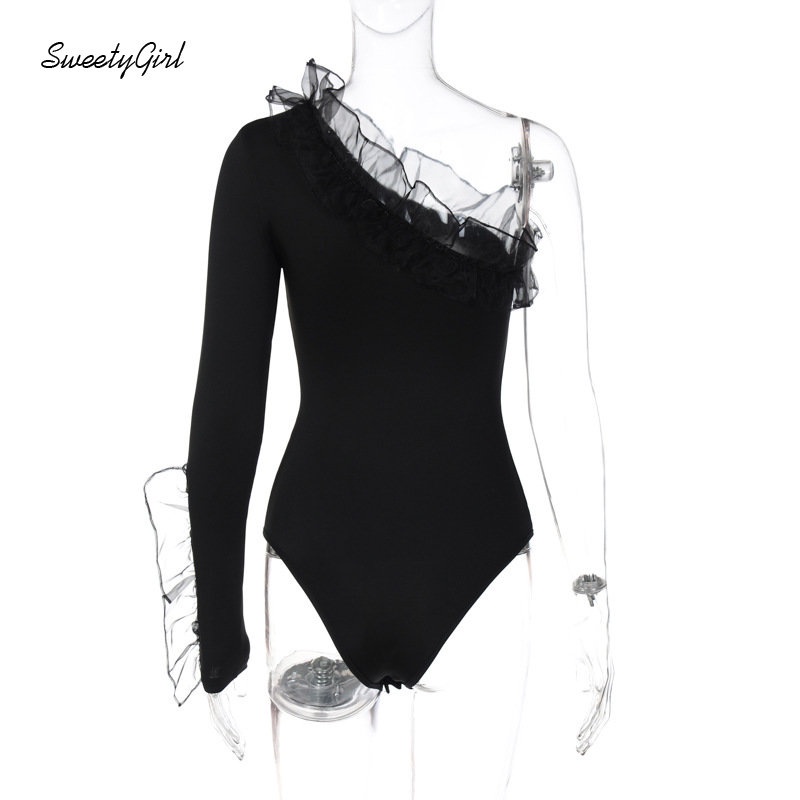 MsMona Áo Liền Quần Tay Dài Ôm Eo Màu Đen Trơn Thời Trang 2022 Quyến Rũ Cho Nữ