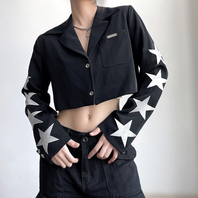 Áo Khoác Dài Tay In Họa Tiết Ngôi Sao Xinh Xắn Dành Cho Nữ