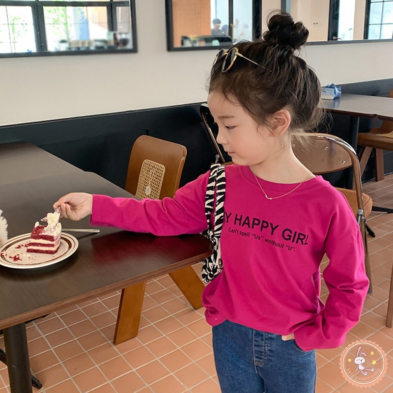 Áo Thun Nỉ Tay Dài Cổ Tròn Dáng Rộng Cho Bé Gái