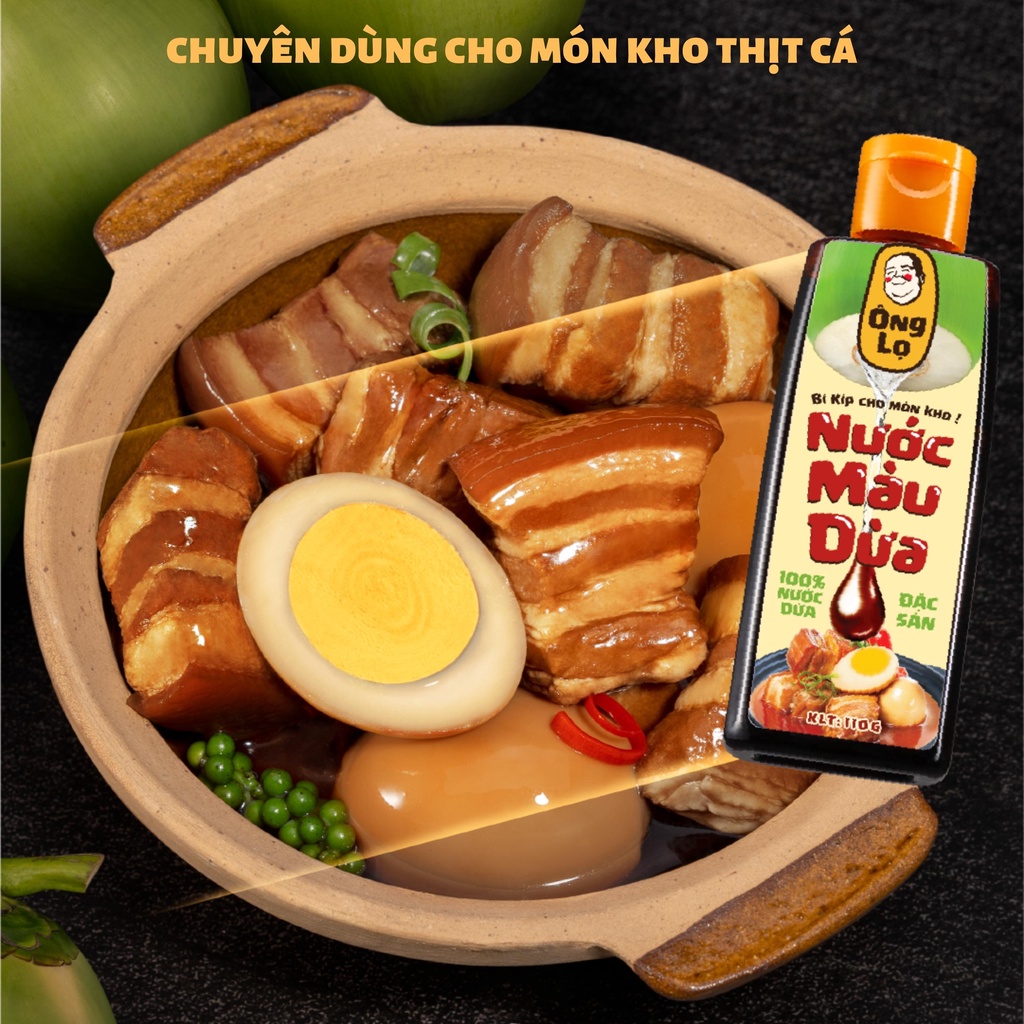 Combo 2 chai Nước màu dừa Ông Lọ 110g cho món kho thịt cá, tiện lợi, đẹp màu, đậm vị, từ 100% nước dừa Đặc sản Bến Tre