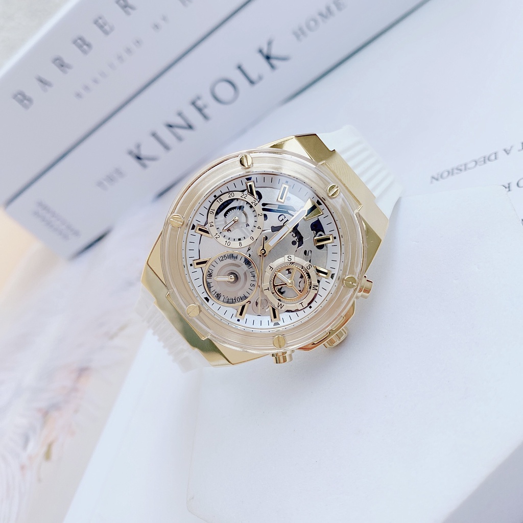 Đồng hồ nữ Guess mẫu mới 2022 GU2010S mạ vàng dây cao su thơm cao cấp