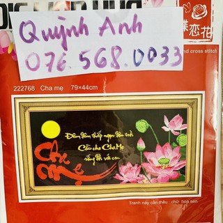 Tranh thêu chữ thập CHA MẸ 79x44cm CHƯA THÊU 222768