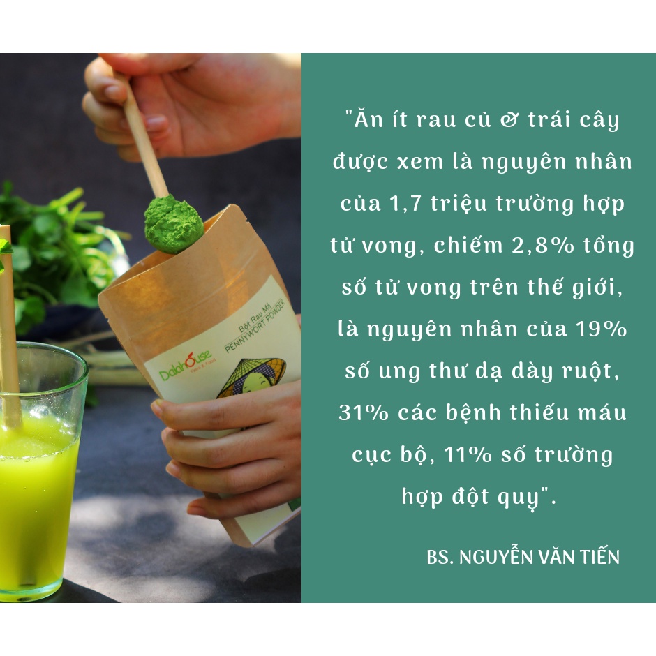 Bột Rau Má Sấy Lạnh Dalahouse - Bột rau má thanh nhiệt mát gan - hỗ trợ ngăn ngừa táo bón