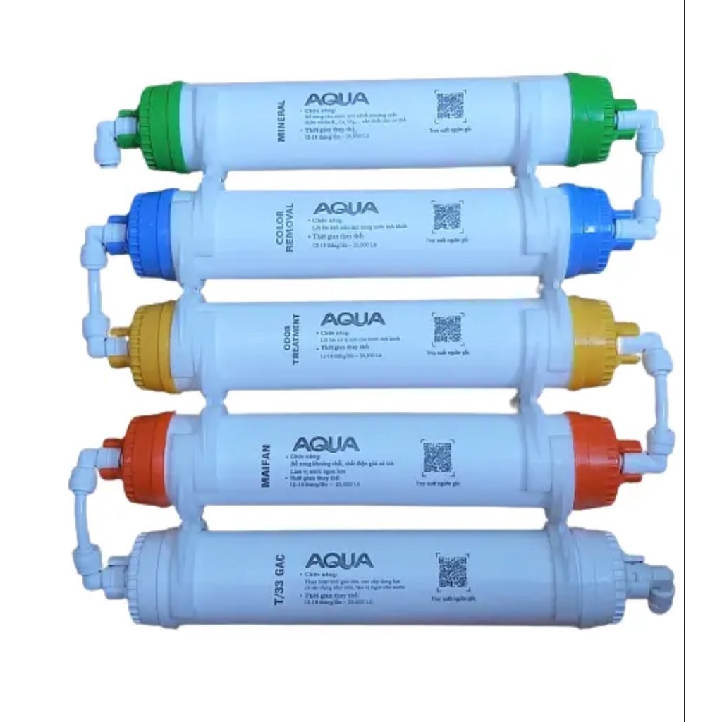 Combo 9 lõi lọc Aqua từ 1 đến 9 : gồm lõi lọc 123 Aqua + màng R.O aqua + Lõi 56789 Aqua