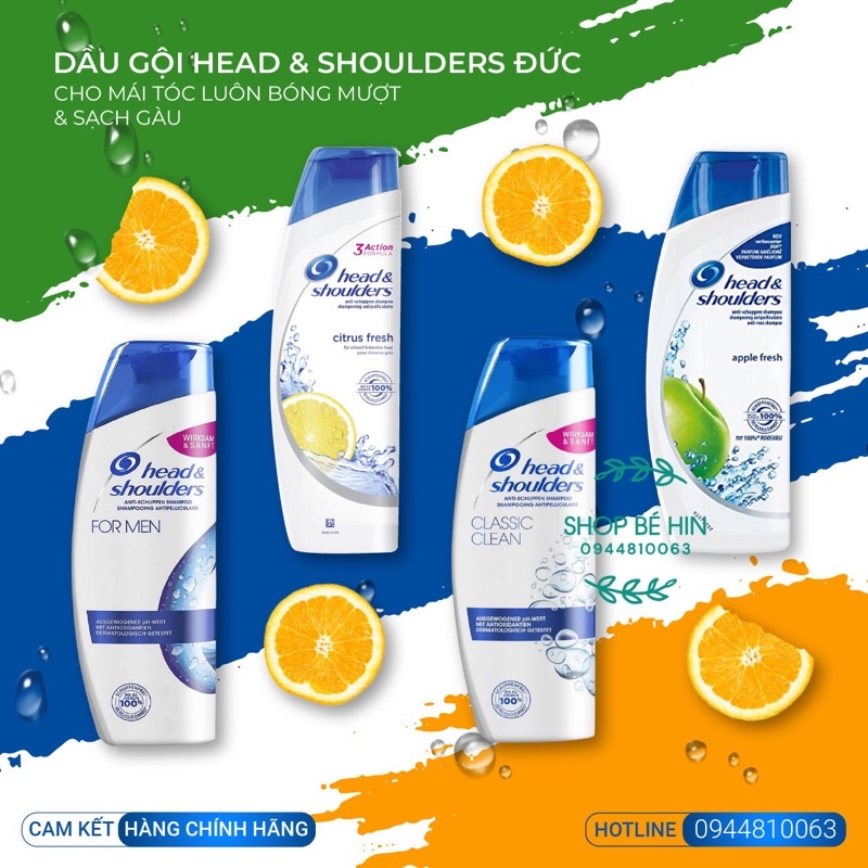 Dầu gội Head and Shoulders Đức CHUẨN, head and shoulder sạch gầu hết ngứa, không khô tóc