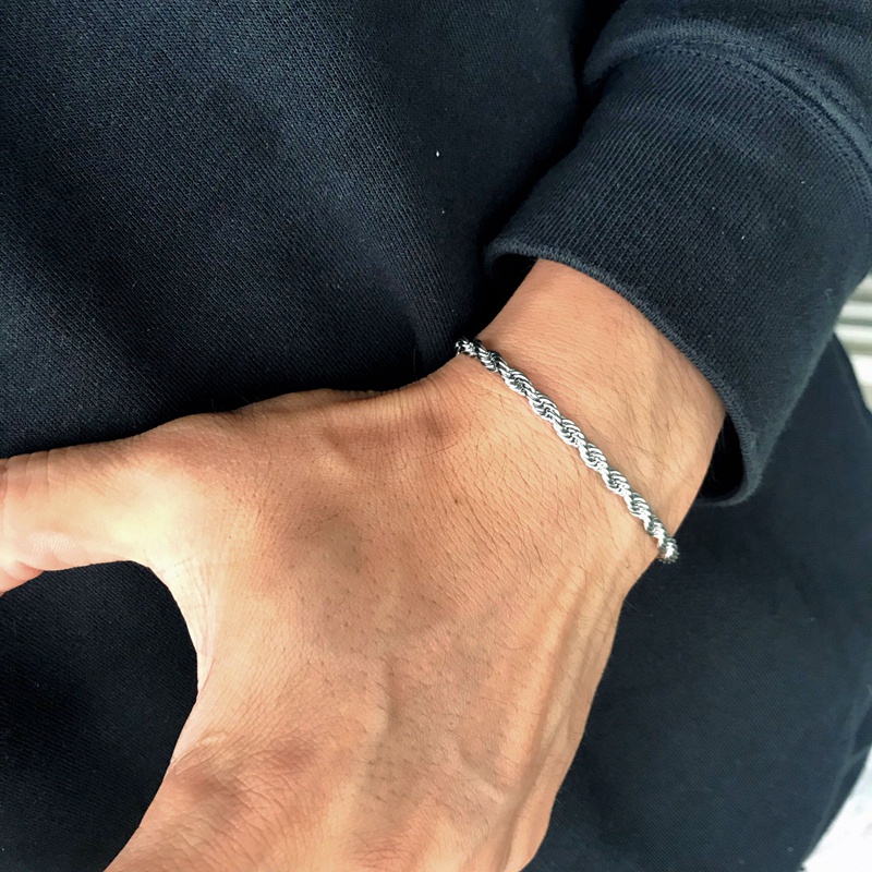 Vòng Tay Dây Xích Ngắn 4MM Bằng Thép Không Gỉ Phong Cách Hiphop Thời Trang Cho Nam C048
