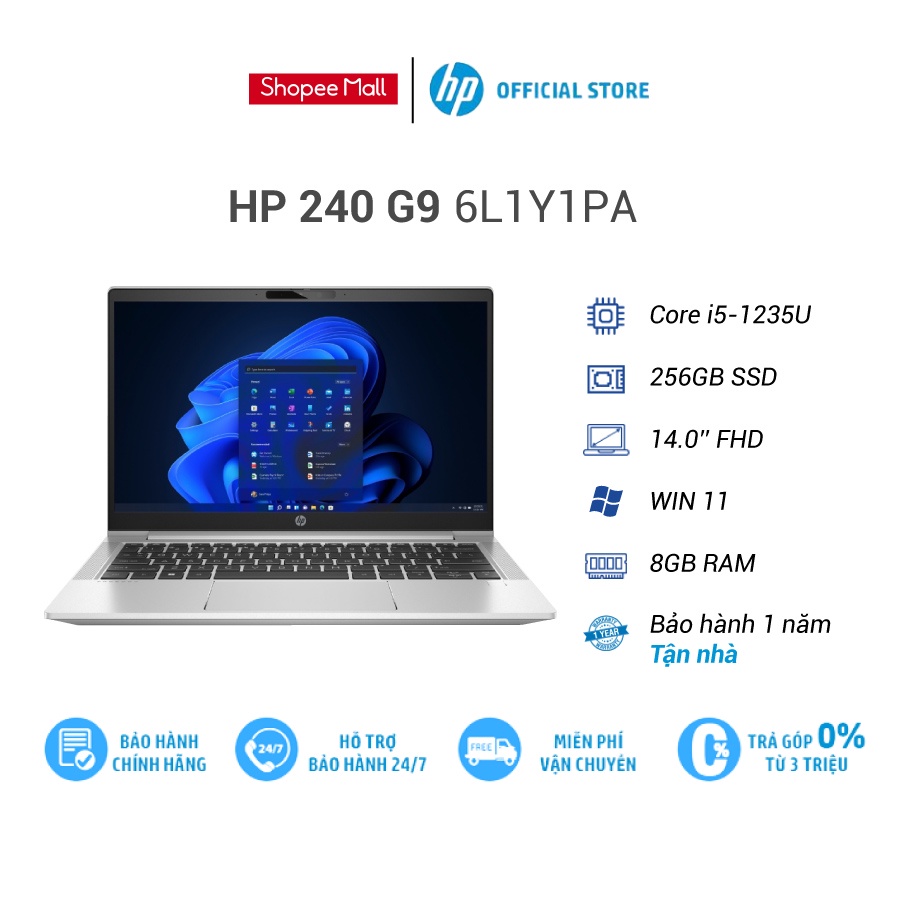 [Mã ELHP12 giảm 12% đơn 10TR] Laptop HP 240 G9 6L1Y1PA |i5-1235U|8GB RAM |256GB SSD |14"FHD|Win11