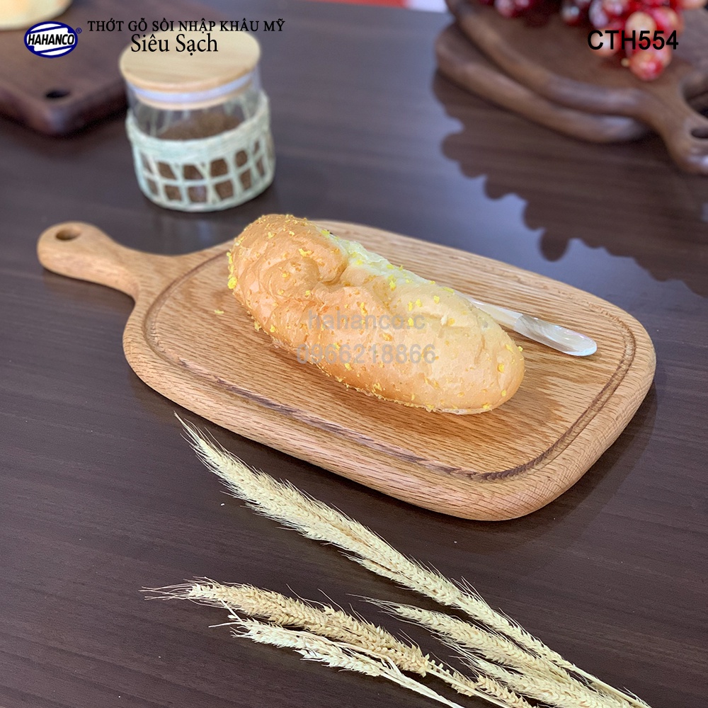 Thớt gỗ Sồi Mỹ (OAK) tay cầm lớn - khay bánh/ bít tết/pizza/phụ kiện ảnh - CTH554