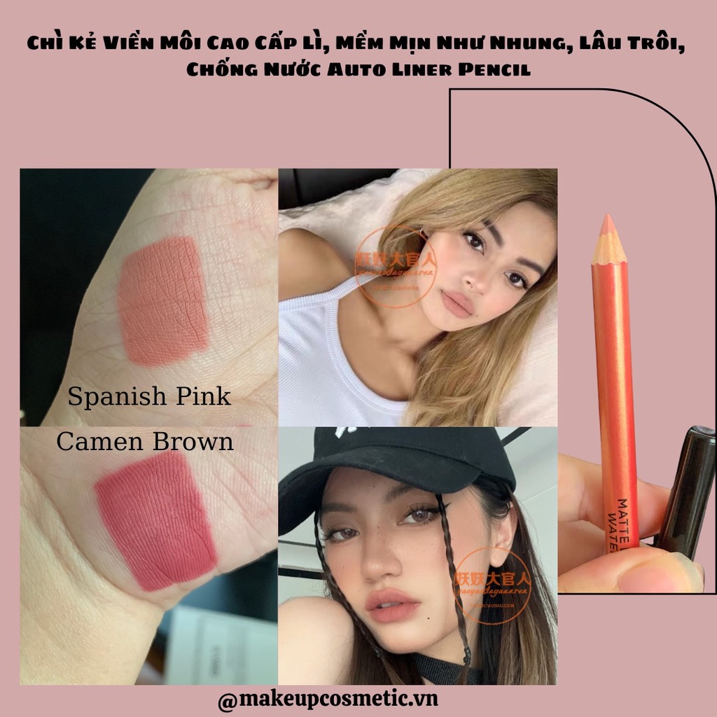 Chì Kẻ Viền Môi Lì, Mềm, Mịn, Lâu Trôi, Chống Thấm Nước Tone Màu Đất Âu Mỹ La Tinh