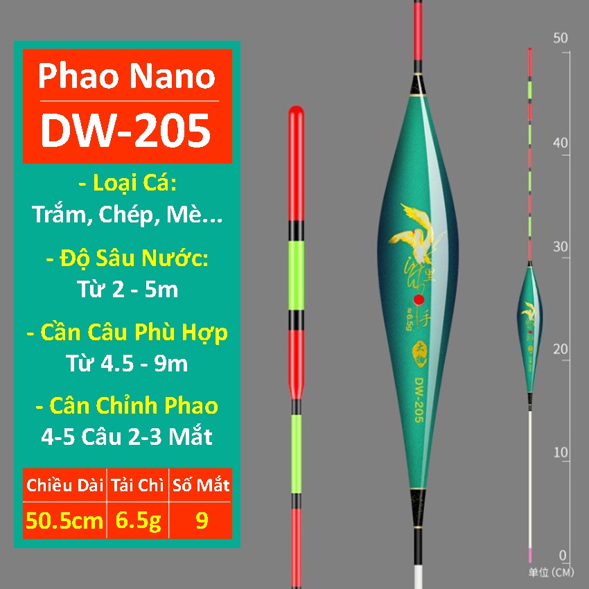 Phao Câu Đài Nano Cao Cấp Siêu Nhạy Tăm To Tải Chì Lớn Chống Mỏi Mắt Lóa Mắt Chuyên Dùng Săn Hàng Tặng Kèm Chân Cắm Phao